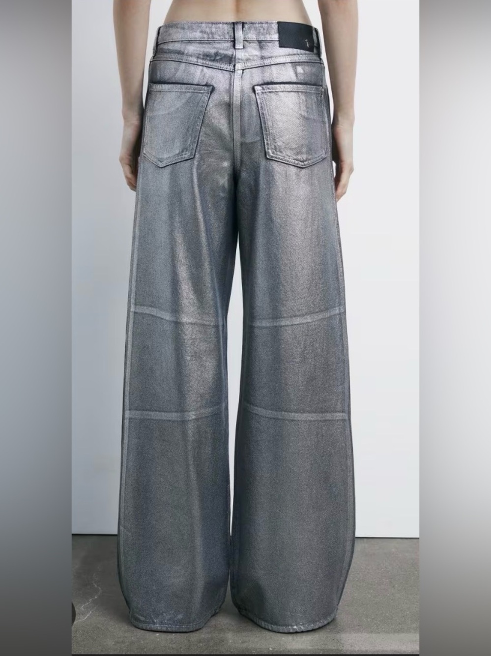 NWT Divided Wide Leg Silver metallic Denim Jeans bloggers favourite